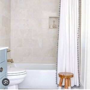 NWT Serena & Lily French Tassel Shower Curtain in Smoke